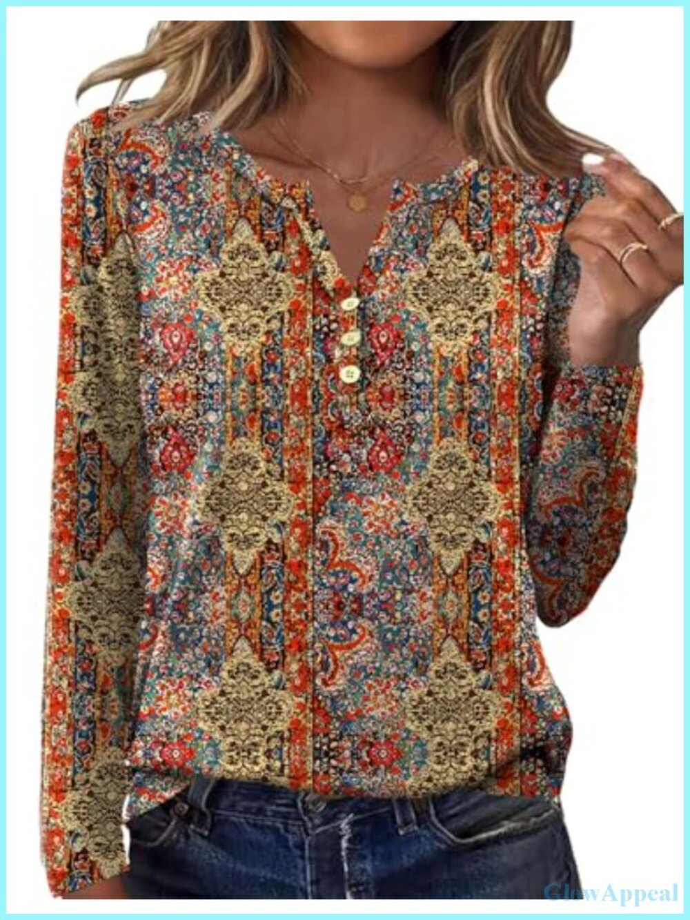 Women's Long Sleeve V Neck Tunic Blouse Business Casual Top